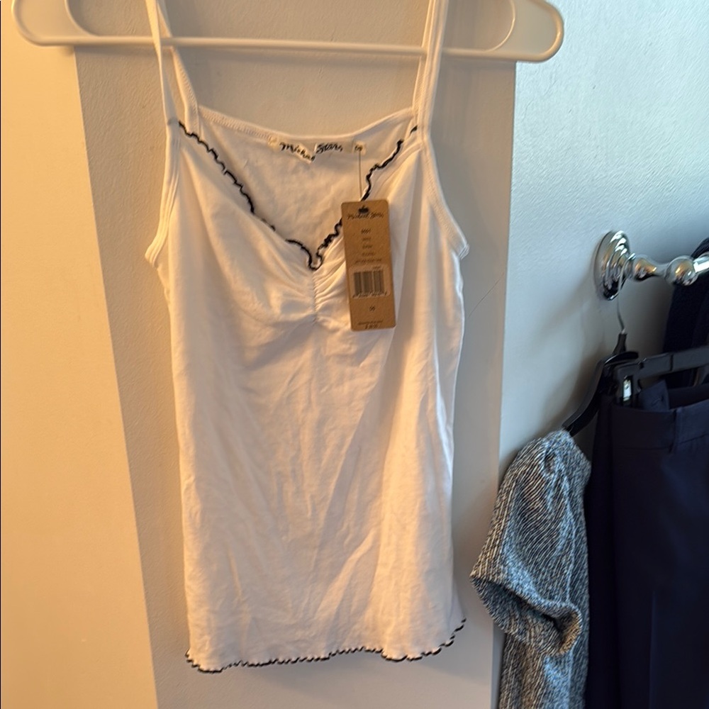 White Tank Top with Black Trim
